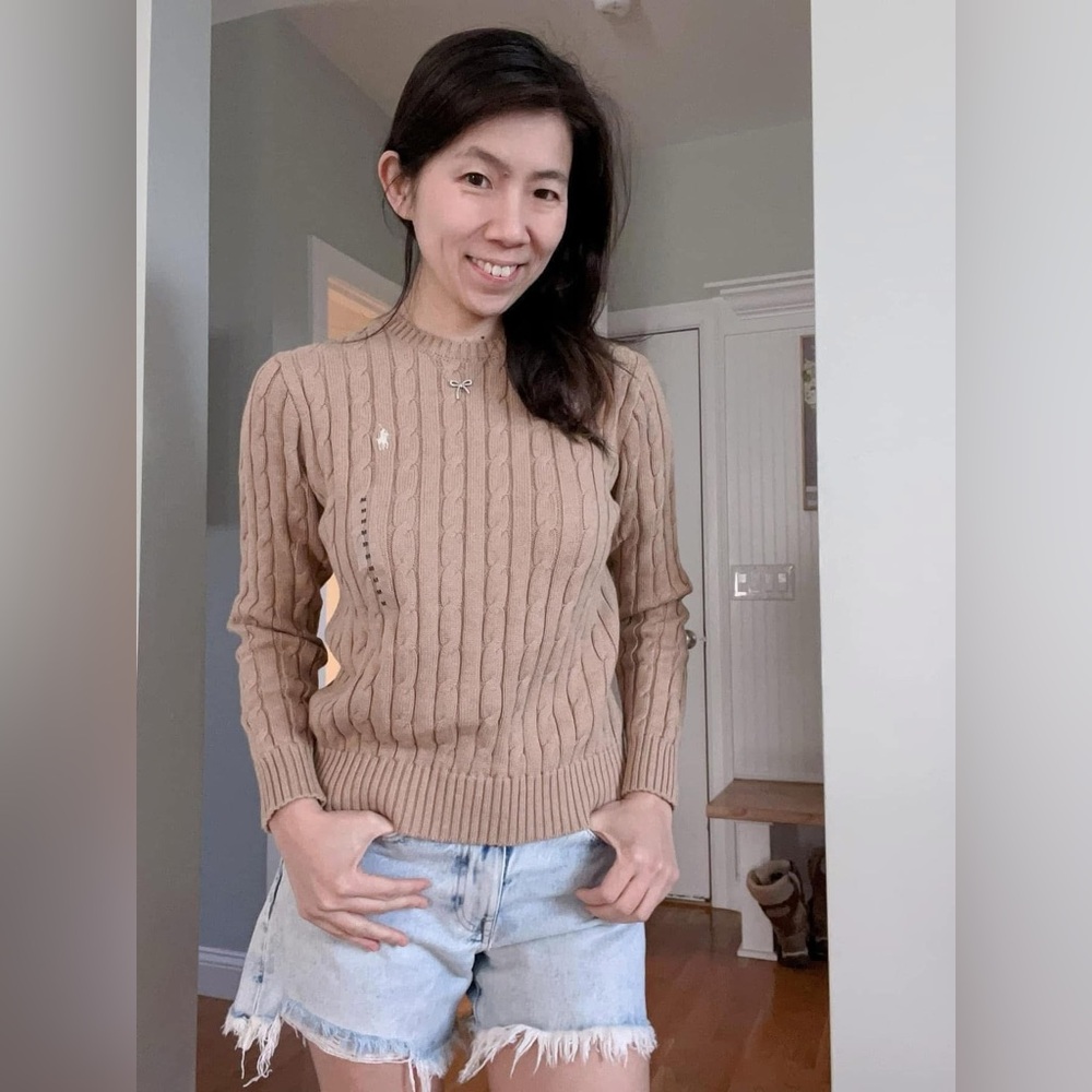 Ralph Lauren girl Cable Knit Tan Sweater